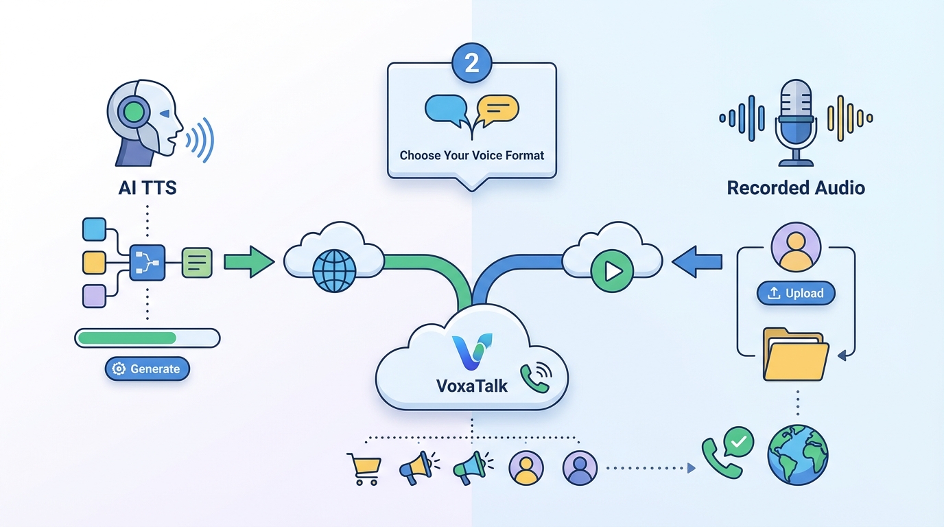 Step 2 — Choose your voice format: AI TTS vs recorded audio - startup voice automation